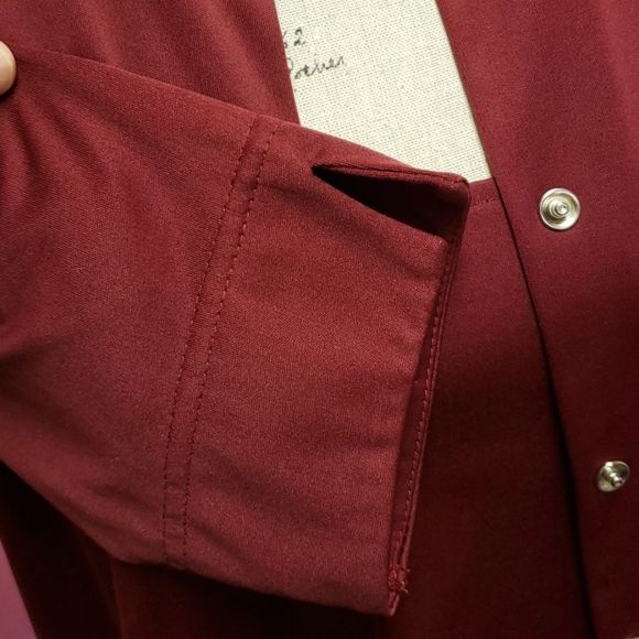 Career ❤🖤❤ Elements Wine Red 2 Piece Shirt Blouse Top - Picture 9 of 13